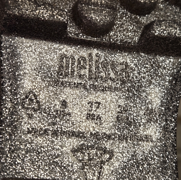 Melissa Blush Silver Glitter Platform Jelly Loafers Size 8 - Picture 8 of 12